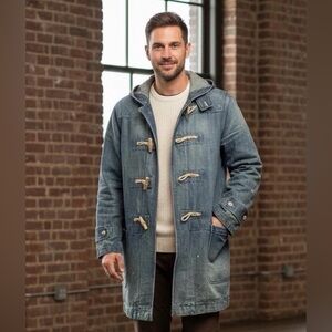 Polo Ralph Lauren Duffle Coat Denim Indigo Cotton Blue Men’s Size: XL